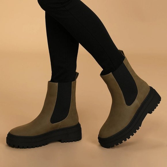 Shoes - Green Platform Ankle Boots / 9 / New with Tags